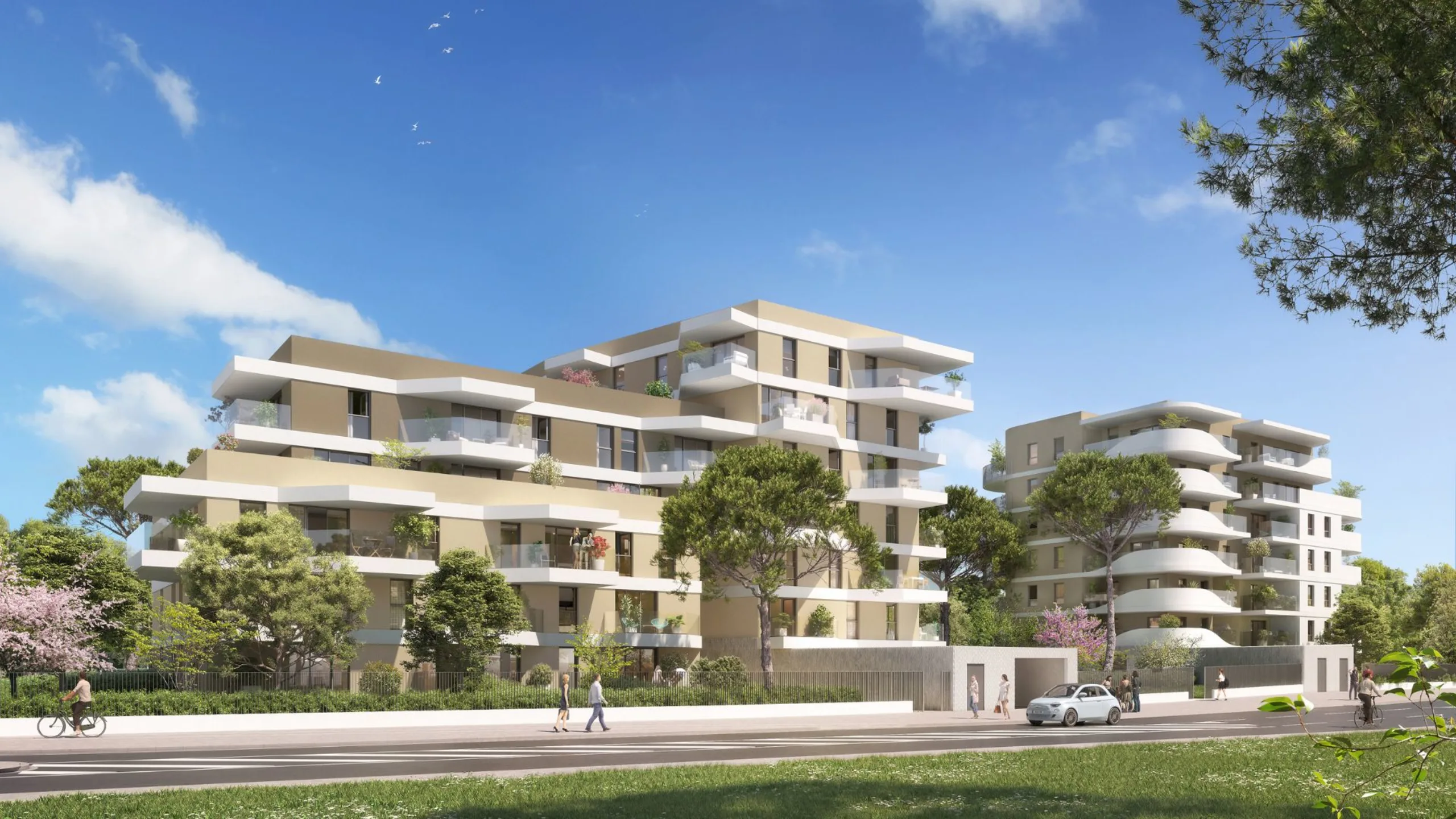 Perspective de la résidence Duo Verde à Montpellier, façades et balcons végétalisés